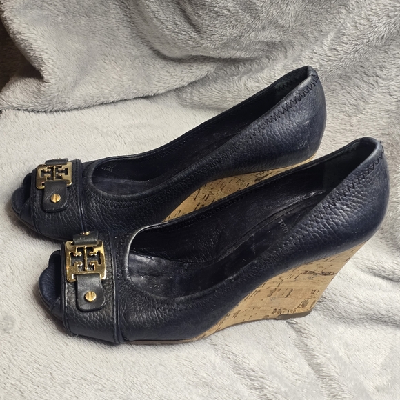Tory Burch Shoes - Tory Burch Emma High Open Toe Cork Wedges  Size 6.5